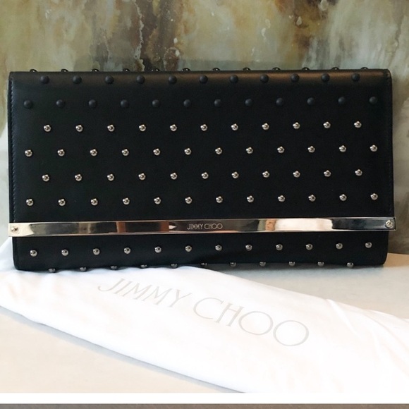 Jimmy Choo Black Multi Studded Milla Clutch Bag, 100% authentic, GORGEOUS! - Picture 2 of 9